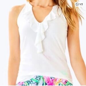 Lilly Pulitzer White Ruffle Tank